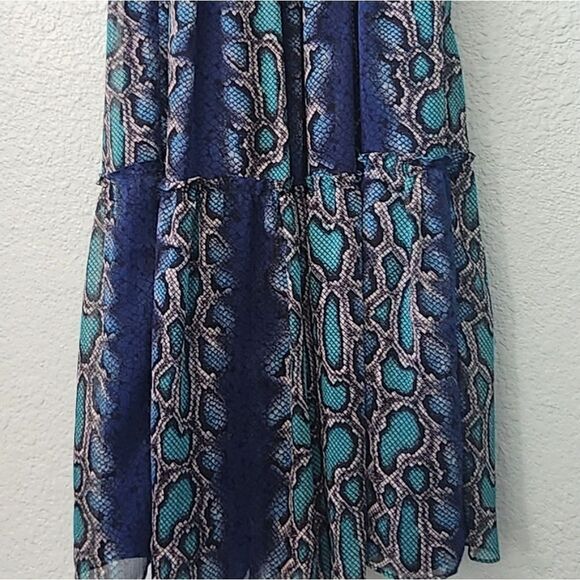 Sundance reptile print ruffled layer midi/maxi sleeveless dress - Picture 2 of 13